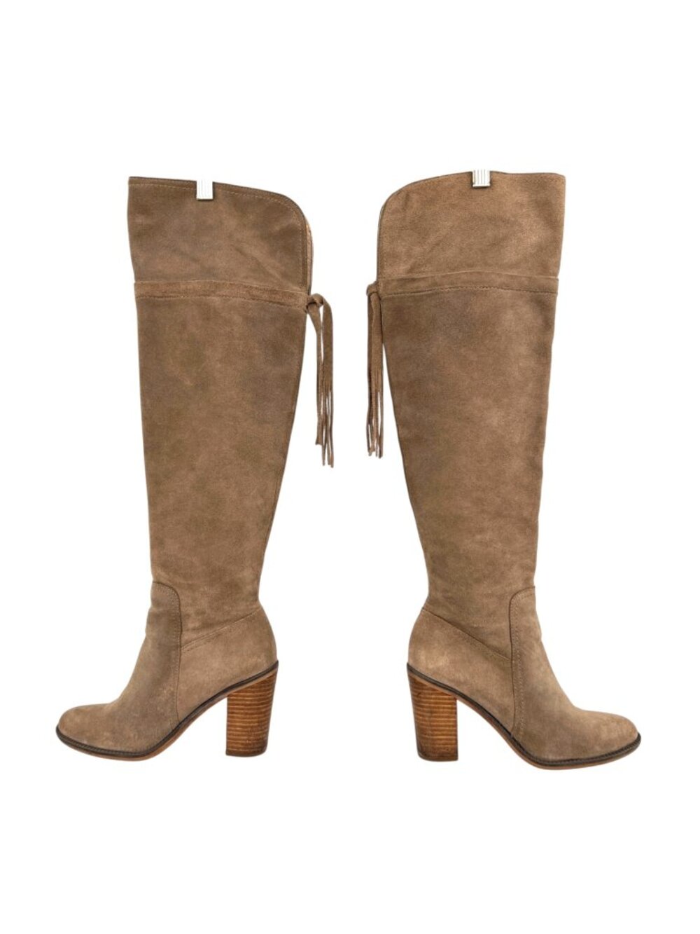 Franco Sarto Ellyn Taupe Suede Over the Knee Boots Block Heels Size 7.5